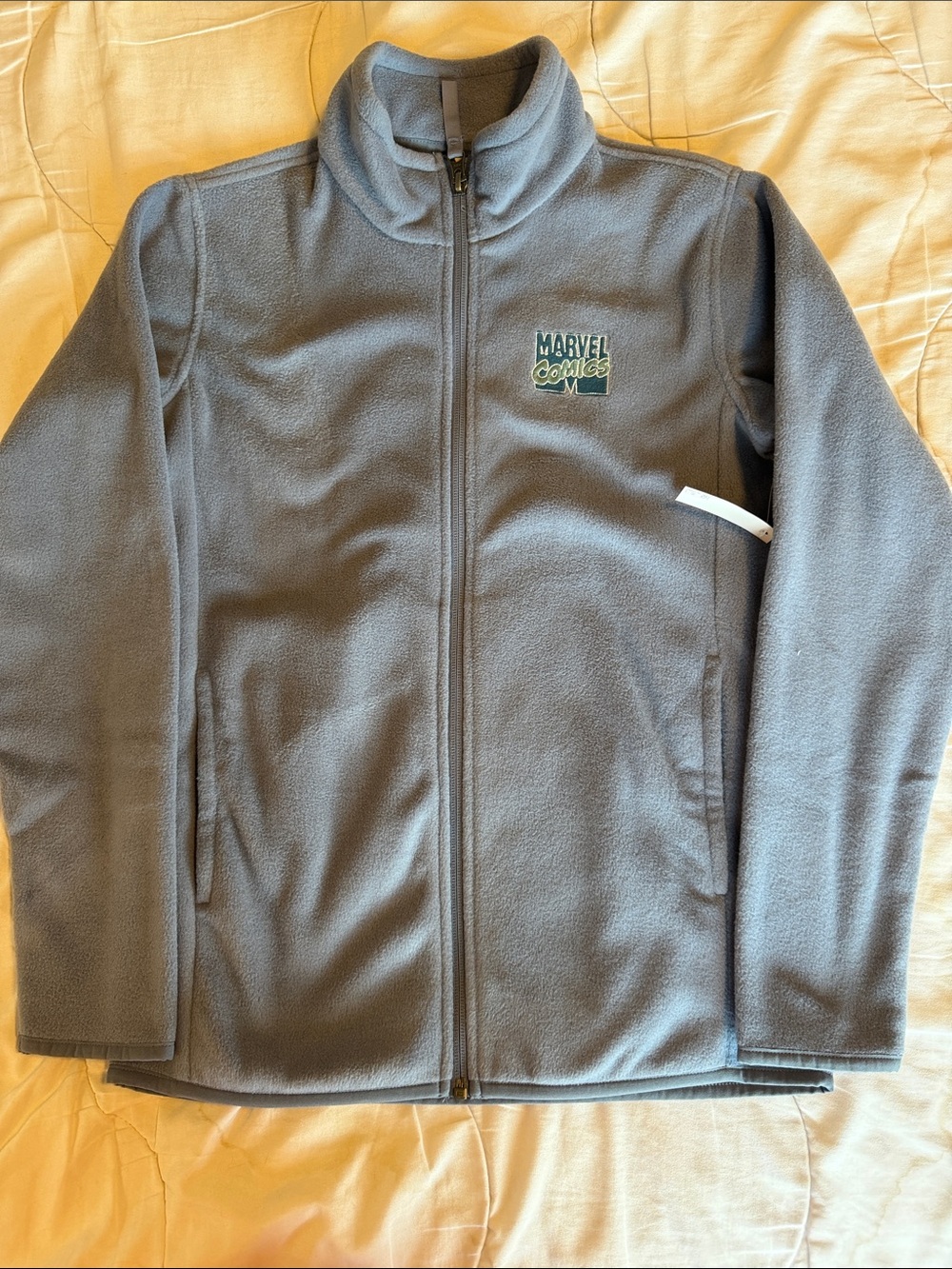 NWT Marvel Comics Youth XL Gray Full Zip Polar Fleece Jacket Sweatshirt Logo